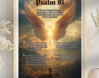 Psalm 91 Christian Art Vertical Gothic Wall art Decor (PDF JPG Digital Products)