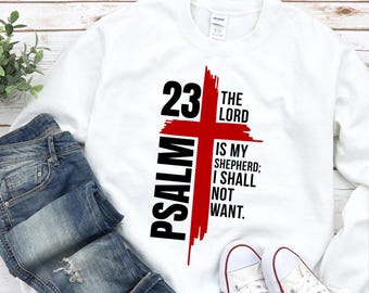 Psalm 23:1 Christian Cross Design, DTF Transfers (Digital Download