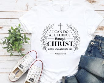 Philippians 4:13 Christian TShirt Design, Bible Verse PNG (Digital Download)