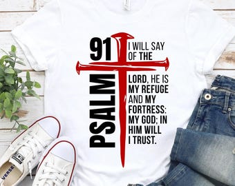 Psalm 91 Nail Cross Christian Design | T-Shirt DTF Transfers (Digital Download)
