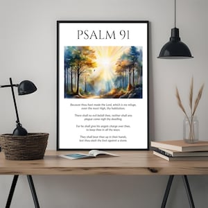 Aquarelprint Psalm 91: christelijk interieur (digitale download png, pdf, SVG .)