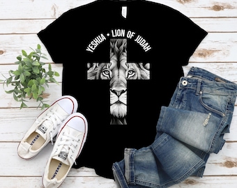 Yeshua Lion of Judah T-Shirt | Cross Lion Graphic Tee