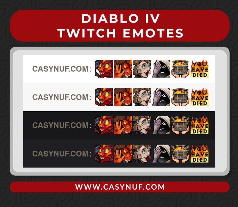Diablo IV twitch emotes Lilith Inarius Twitch Youtube TikTok emotes premade ready to use emotes image 2