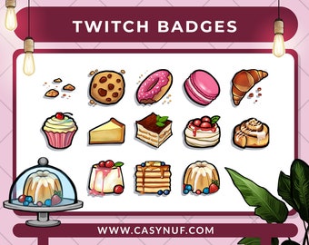 Cake sub or bit badges for Twitch, Discord, Youtube | cute premade twitch badges | ready to use | custom chat sub badges | streamer graphics