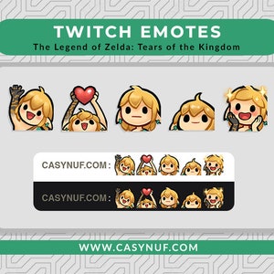 The legend of Zelda Twitch emotes. Tears of the kingdom. Cute Link emotes for twitch or discord