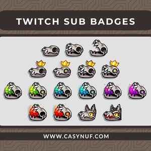 Animal Halloween Skull sub or bit badges for Twitch, Discord, Youtube | twitch badges creepy wolf | ready to use | custom chat sub badges |