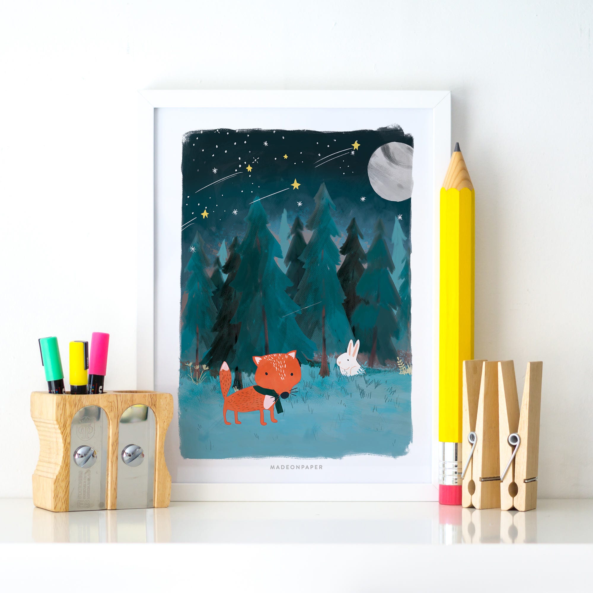 The Forest Fox Nursery Decor Kids Room Print Playroom Decor Nursery Art