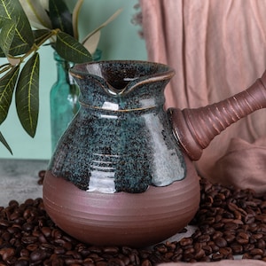 Ceramic Coffee Maker, Handmade Clay Coffee Pot, Ceramic Cezve For Make Coffee, Hot Coffee Pot, Coffee Lover Gift, Best Friend Gift, Mom Gift