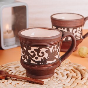 Ceramic Cup Hand Painted, Handmade Ceramic Tea Mug, Pottery Coffee Mug, Large Tea Mug, Handmade Gift, Natural Materials, Housewarming Gift image 2
