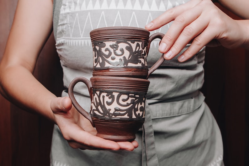 Ceramic Cup Hand Painted, Handmade Ceramic Tea Mug, Pottery Coffee Mug, Large Tea Mug, Handmade Gift, Natural Materials, Housewarming Gift image 1