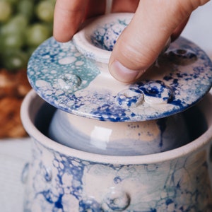 Butter Keeper Blue French, Covered Butter Dish, Handmade Pottery Butter Pot, Kitchen Gift For Friend, Mom Gift, Best Housewarming Gift Idea image 6