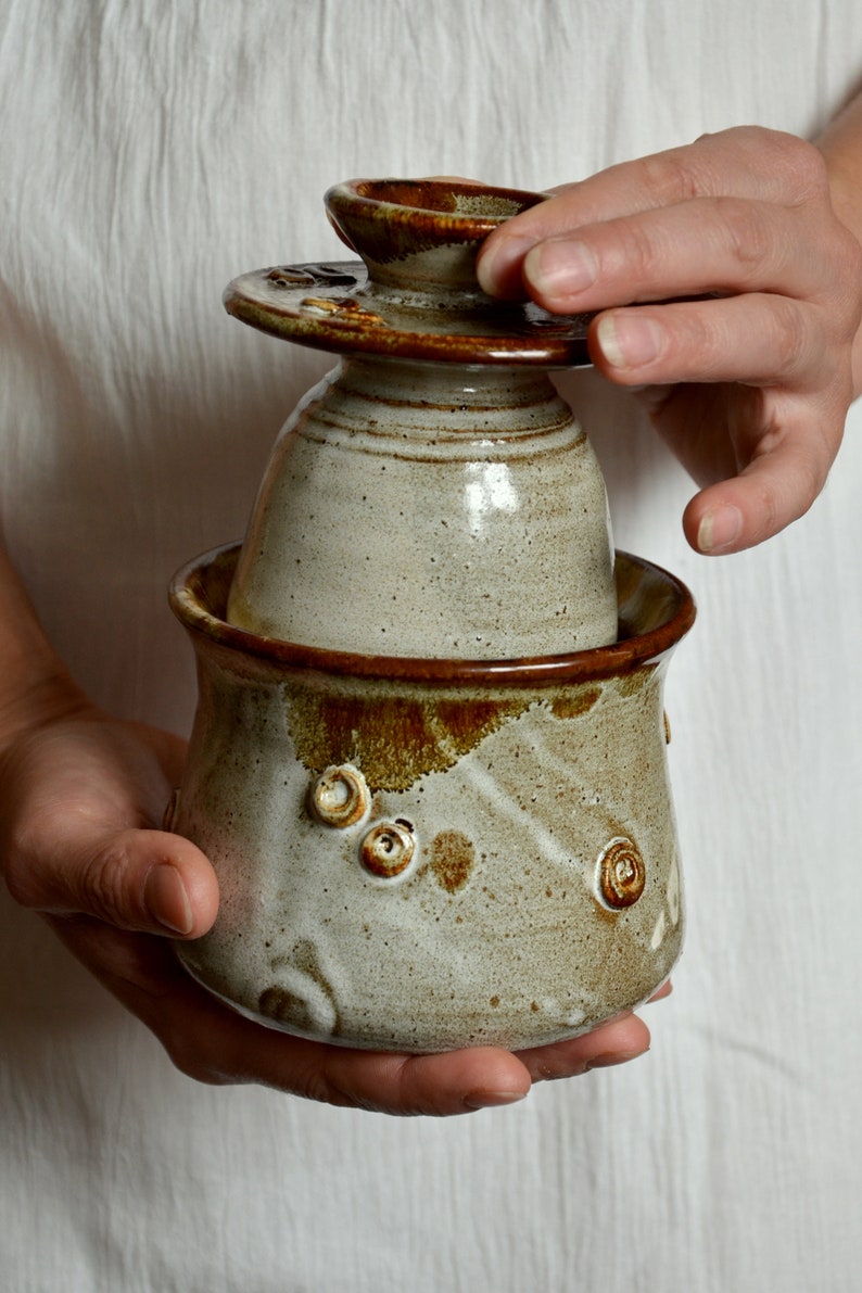 Pottery Butter Keeper With Lid French Butter Pot Whitegold Etsy Canada