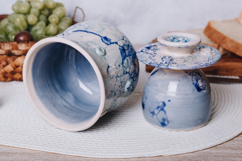 Beurrier bleu français, couvert beurrier, pot de beurre en poterie fait main, cadeau de cuisine pour un ami, cadeau de maman, meilleure idée cadeau de pendaison de crémaillère image 8