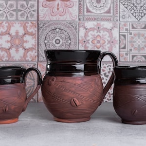 Ceramic Coffee Mug, Handmade Cup, Made In Ukraine, Coffee Bean Decor, Art Rustic Style, Handmade Pottery, Coffee Cup, Coffee Lover Gift Idea image 3