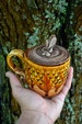 Pottery Mug With Lid, Bee Pottery Honeycomb, Bee Decor, Gift Mug For Mom, Animal Mug,  Fine Art Ceramics, Best Friend Gift, Birthday Gift 