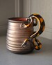 Pottery Coffee Cup Handmade With Lizard Handle, Fine Art Pottery Mug, Metallized Technique, Black Pottery Tea Mug, Best Friend Birthday Gift 