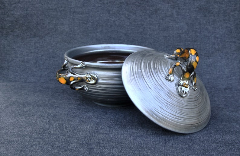Lizard Bowl With Lid and Handle Fine Art Ceramic Covered Etsy