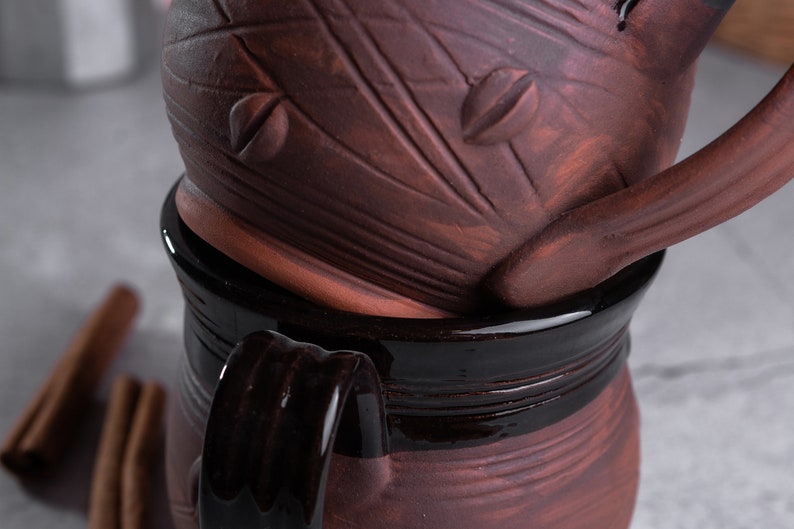 Ceramic Coffee Mug, Handmade Cup, Made In Ukraine, Coffee Bean Decor, Art Rustic Style, Handmade Pottery, Coffee Cup, Coffee Lover Gift Idea image 8