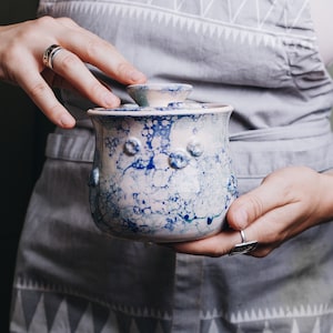 Butter Keeper Blue French, Covered Butter Dish, Handmade Pottery Butter Pot, Kitchen Gift For Friend, Mom Gift, Best Housewarming Gift Idea image 2