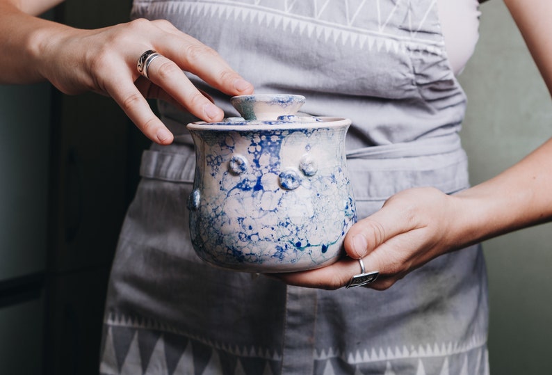 Beurrier bleu français, couvert beurrier, pot de beurre en poterie fait main, cadeau de cuisine pour un ami, cadeau de maman, meilleure idée cadeau de pendaison de crémaillère image 2