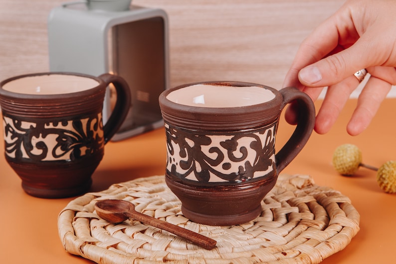 Ceramic Cup Hand Painted, Handmade Ceramic Tea Mug, Pottery Coffee Mug, Large Tea Mug, Handmade Gift, Natural Materials, Housewarming Gift image 10