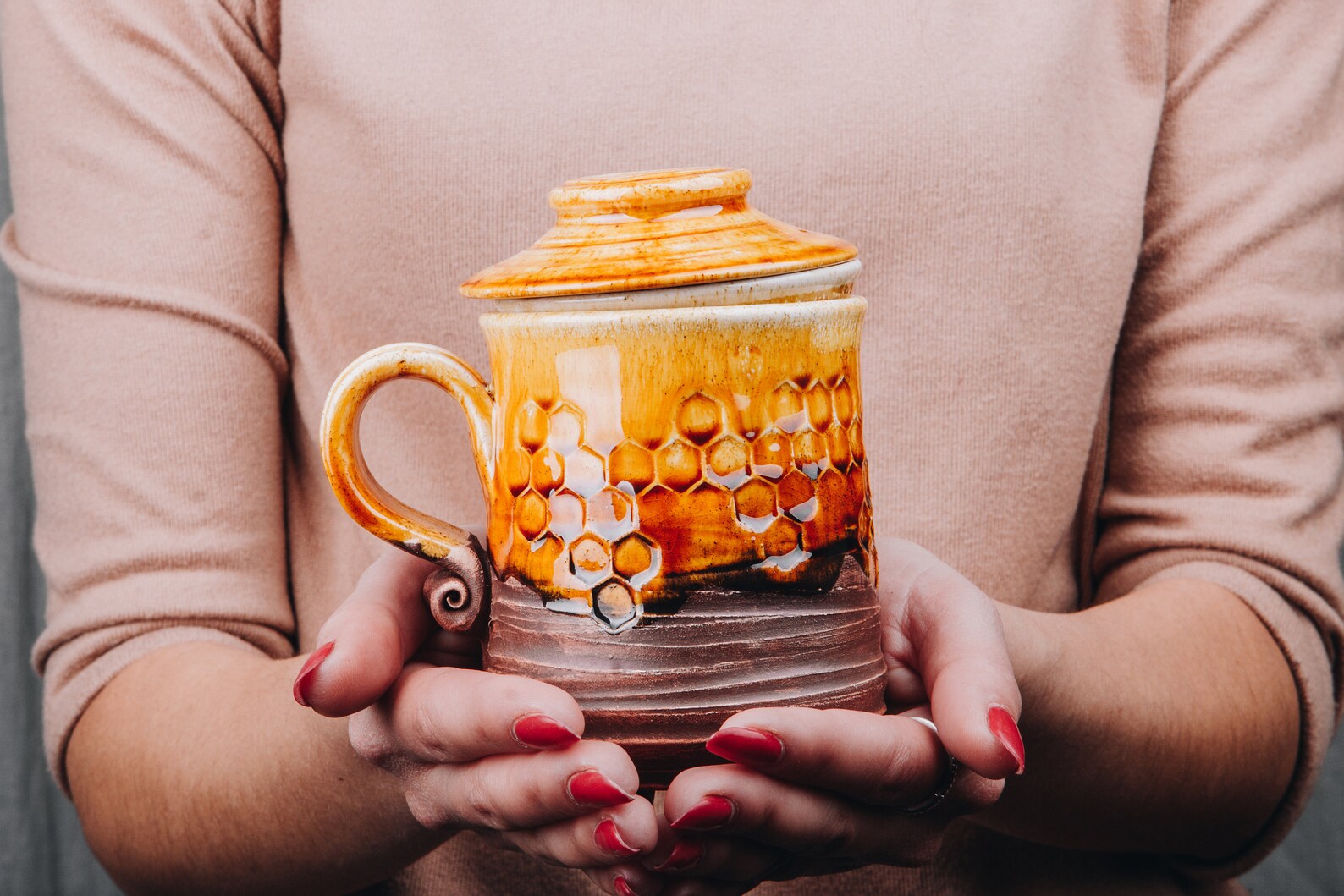 Handmade Pottery Tea Brewing Mug With Sieve Mug With Etsy