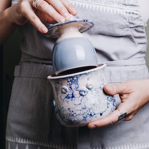 Beurrier bleu français, couvert beurrier, pot de beurre en poterie fait main, cadeau de cuisine pour un ami, cadeau de maman, meilleure idée cadeau de pendaison de crémaillère image 3
