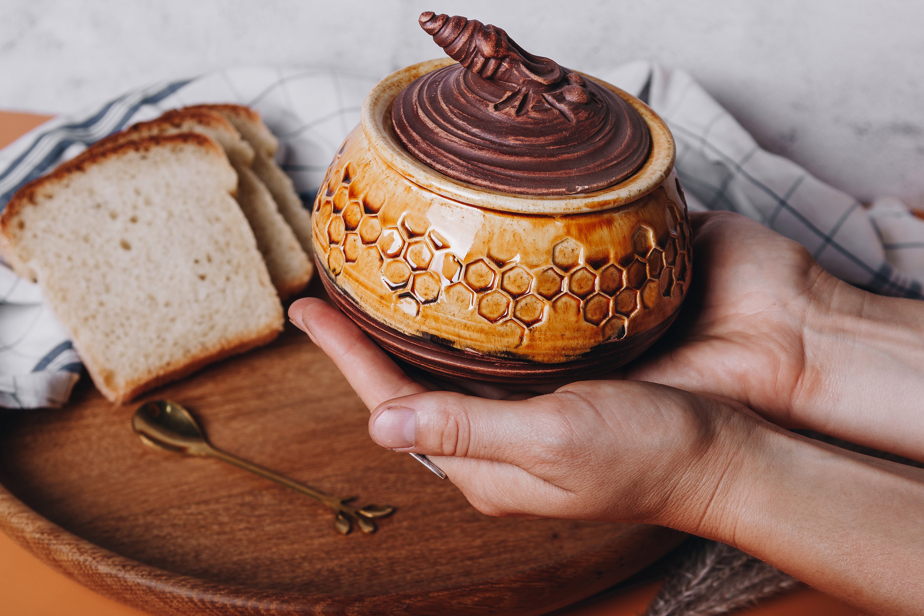 Bee Sugar Bowl With Lid Basin Bowl For Sugar Glazed Bowl Etsy