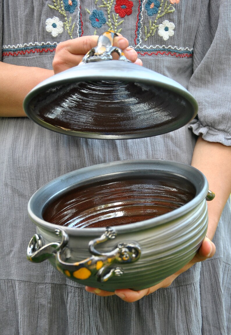 Lizard Bowl With Lid and Handle Fine Art Ceramic Covered Etsy