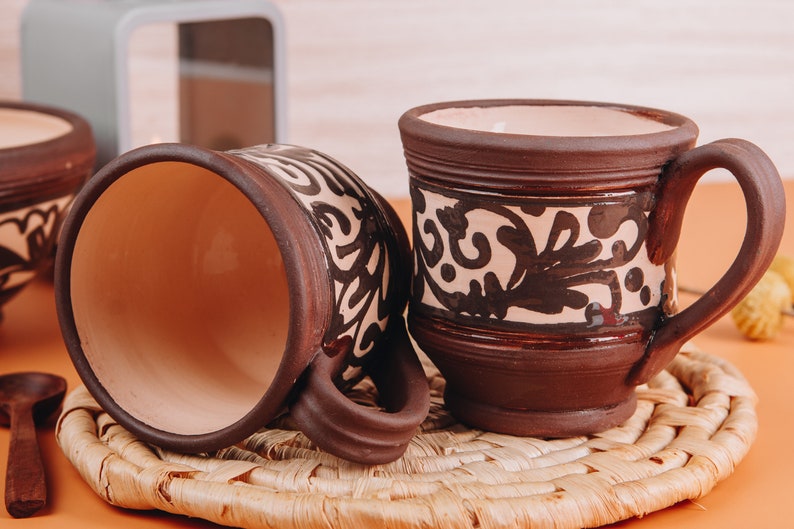 Ceramic Cup Hand Painted, Handmade Ceramic Tea Mug, Pottery Coffee Mug, Large Tea Mug, Handmade Gift, Natural Materials, Housewarming Gift image 8