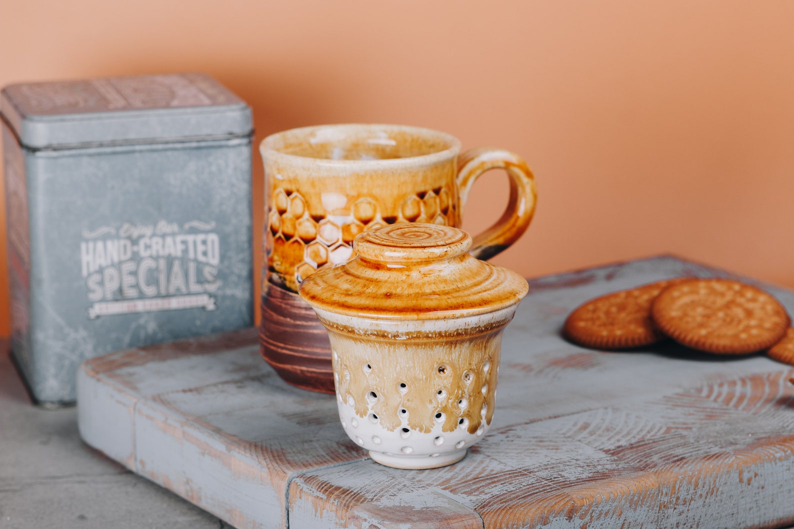Handmade Pottery Tea Brewing Mug With Sieve Mug With Etsy