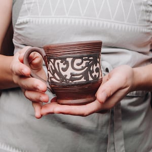 Ceramic Cup Hand Painted, Handmade Ceramic Tea Mug, Pottery Coffee Mug, Large Tea Mug, Handmade Gift, Natural Materials, Housewarming Gift image 3