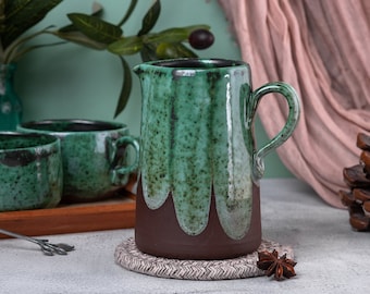 Pot à crème en céramique fait main, pichet à lait, pot à lait en poterie, pichet turquoise fait main, cadeau amateur de café, décoration d'intérieur, cadeau d'anniversaire, cadeau maman