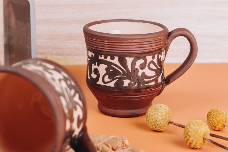 Ceramic Cup Hand Painted, Handmade Ceramic Tea Mug, Pottery Coffee Mug, Large Tea Mug, Handmade Gift, Natural Materials, Housewarming Gift image 6