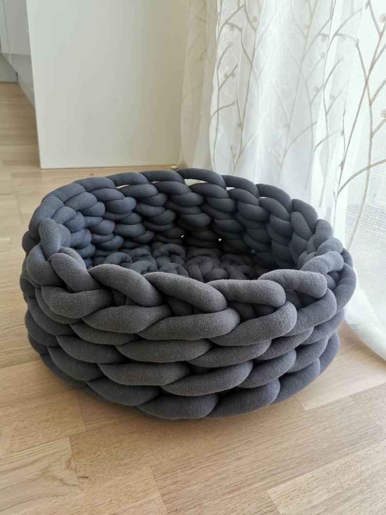 Large Cat or Dog Bed Made From Chunky Cotton Yarn Etsy