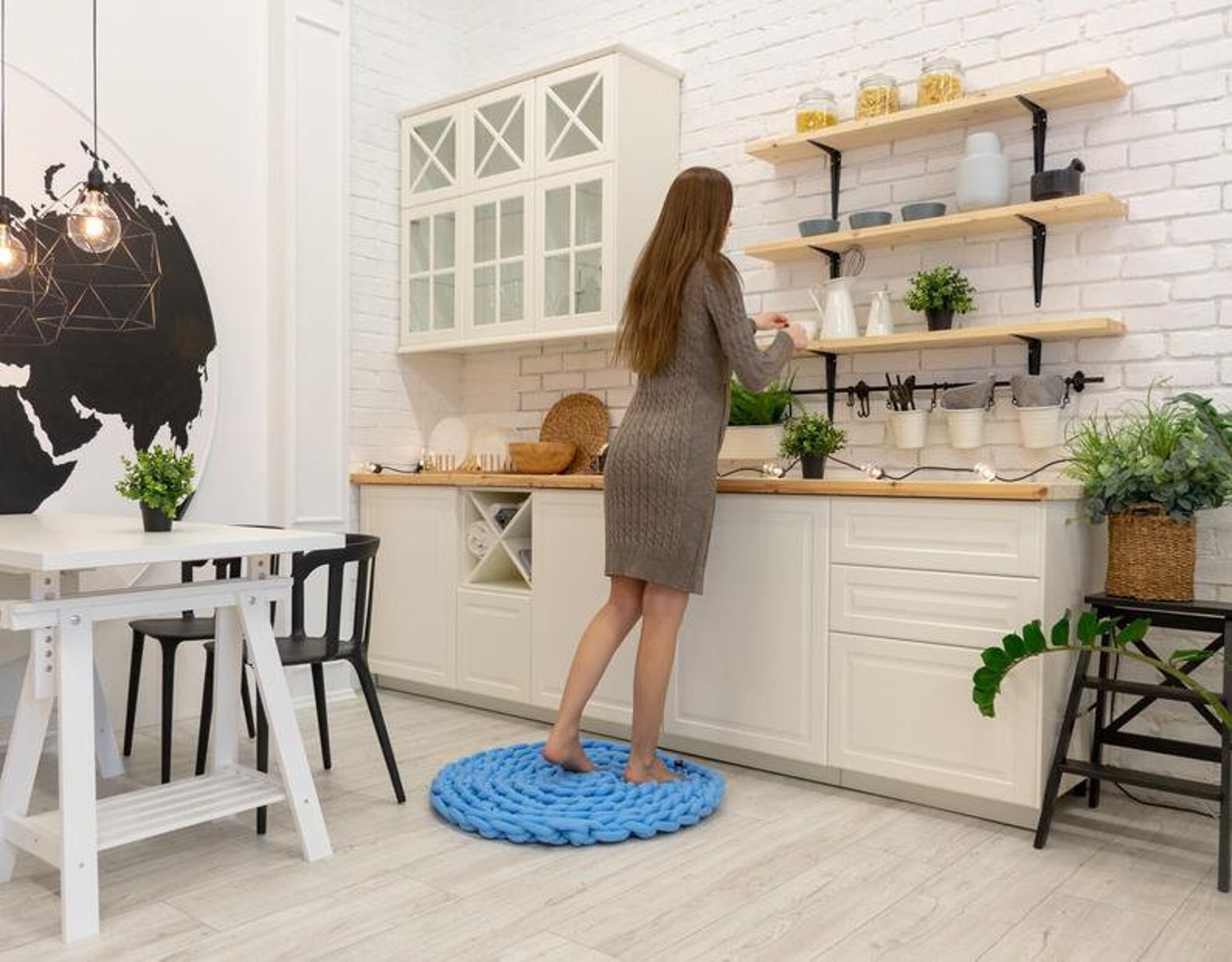 Chunky Knit Round Rug Made From Cotton Yarn, Thick Blanket Etsy