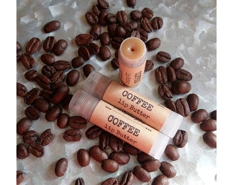 Coffee lip balm, coffee flavors, natural ingredients, coffee essential oil, lip balm