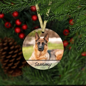 Dog Portrait Photo Ornament, Dogs 1st Christmas, Pet Photo Gift, Dog Holiday Ornament, Dog Owner Keepsake, New Dog Picture Name Ornament