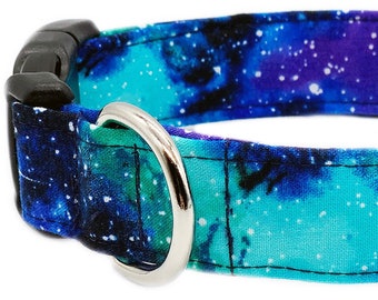 Purple Galaxy Fabric Dog Collar
