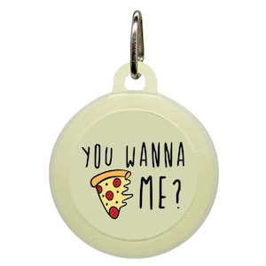 Funny Pizza Pet ID Tag for Dogs and Cats, Personalized Food Lover Pet Tag, Cute Kitten Name Tag, Unique Dog Collar Charm, Custom Pet Tag