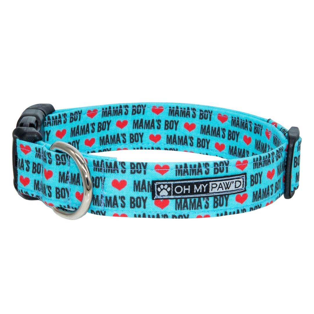 Mamas Boy Dog Collar Turquoise Blue Dog Collar for Male Etsy