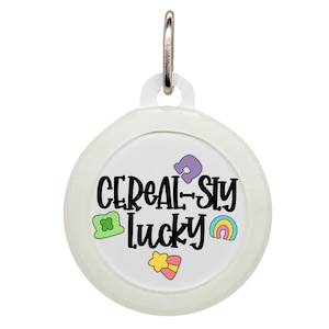 Lucky Charms Pet ID Tag, Cute St. Patrick&#39;s Day Dog Tag, Custom Engraved Cat Tag, Funny Puppy Name Tag, Personalized Kitten ID Tag