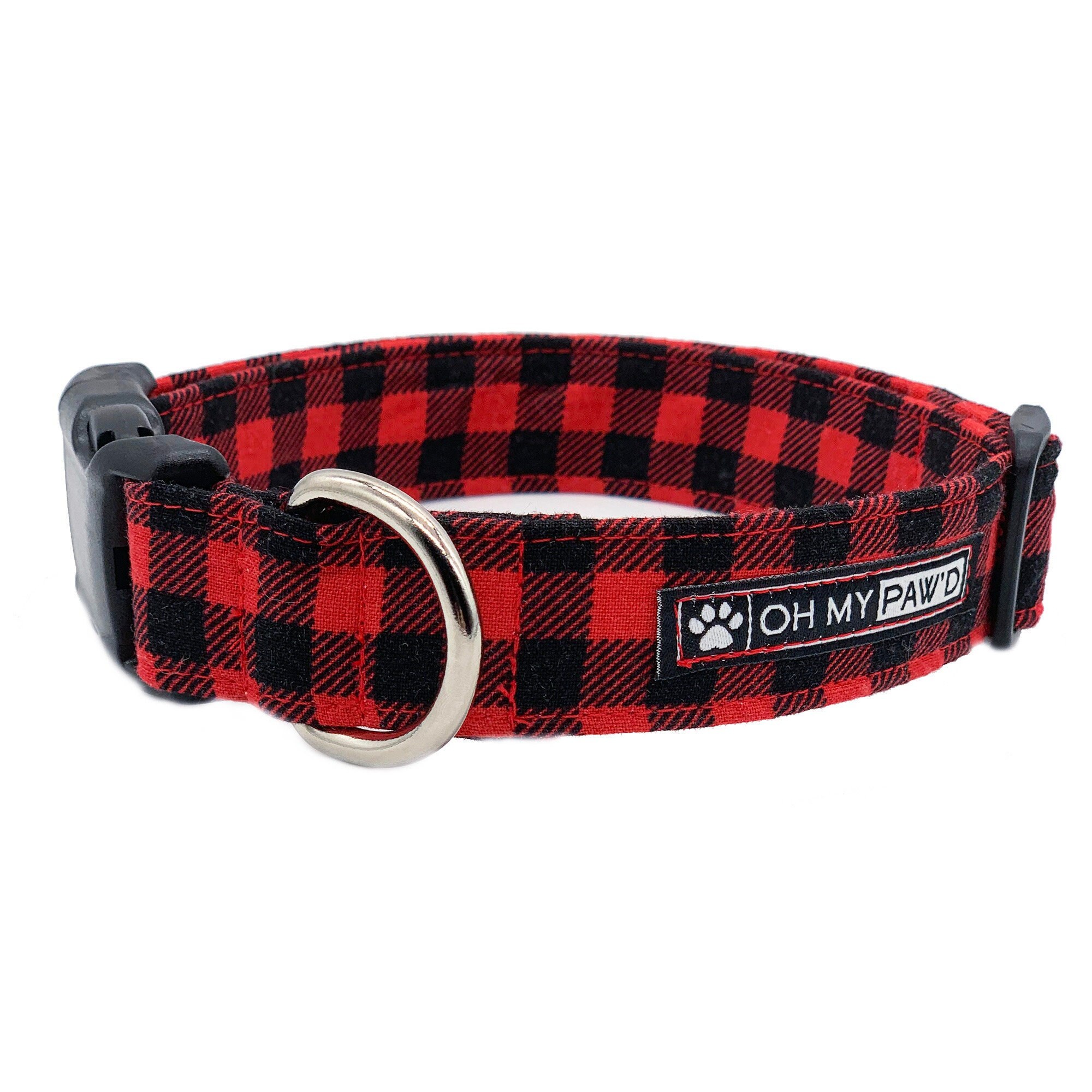Service Dog Collar for Pets in Size Medium with Extra Width and 1 Inch Wide Long 14-20 Inches Long Hand Made Dog Collar by Oh My Paw'd 