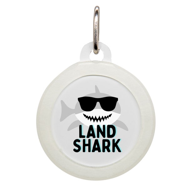 Land Shark Personalized ID Tag for Dogs and Cats, Aluminum, Customizable, Glow in the Dark, Waterproof