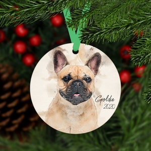 Frenchie Ornament, Custom Dog Ornament, Dogs First Christmas, Dog Remembrance Pet Death Memorial Bereavement Gift, Frenchy Dog Pass Gift,