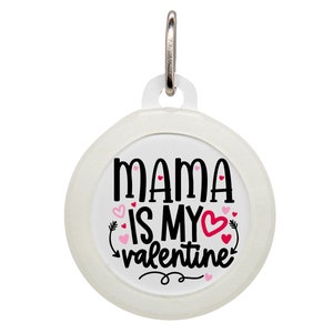 Mama Is My Valentine Pet ID Tag, Cute Dog Tag, Valentine’s Day Cat Tag, Custom Pet Name Tag, Funny Puppy Tag, Heart Pet Collar Tag