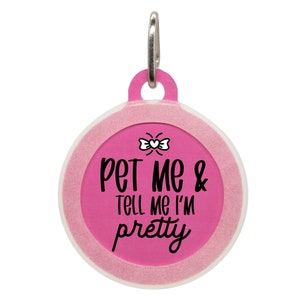 Cute Girl Pet ID Tag for Dogs & Cats, Funny Pink Pet Name Tag, Engraved Kitten Tag, Personalized Puppy Collar Charm, Custom Dog Tag