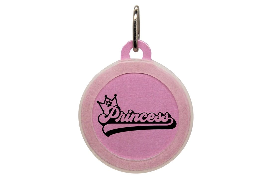 Princess Pet ID Tag – Cute Pink Dog Tag – Personalized Cat Name Tag ...