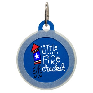 Little Firecracker Pet ID Tag – Cute Fourth of July Dog Tag – Patriotic Cat Name Tag – Custom Puppy Tag – Funny Pet Tag for Dogs and Cats
