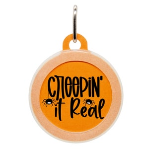 Halloween Pet ID Tag - Creepin&#39; It Real Cat & Dog Name Tag, Custom Engraved Pet Tag, Funny Halloween Collar Charm for Kittens and Puppies